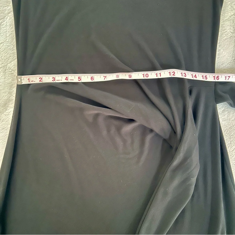 Magaschoni Knit Short Sleeve Midi Dress with Side Tie Waist Black size Large - Picture 6 of 10